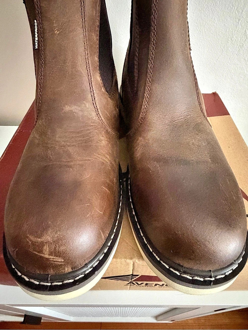 Avenger A7510 Wedge Romeo Soft Toe Men's Brown Leather Boots US 10.5 D